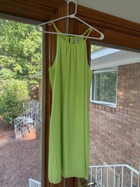 Versona Lime Green Halter Midi Dress